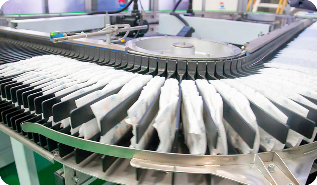 Linha de produção de fraldas