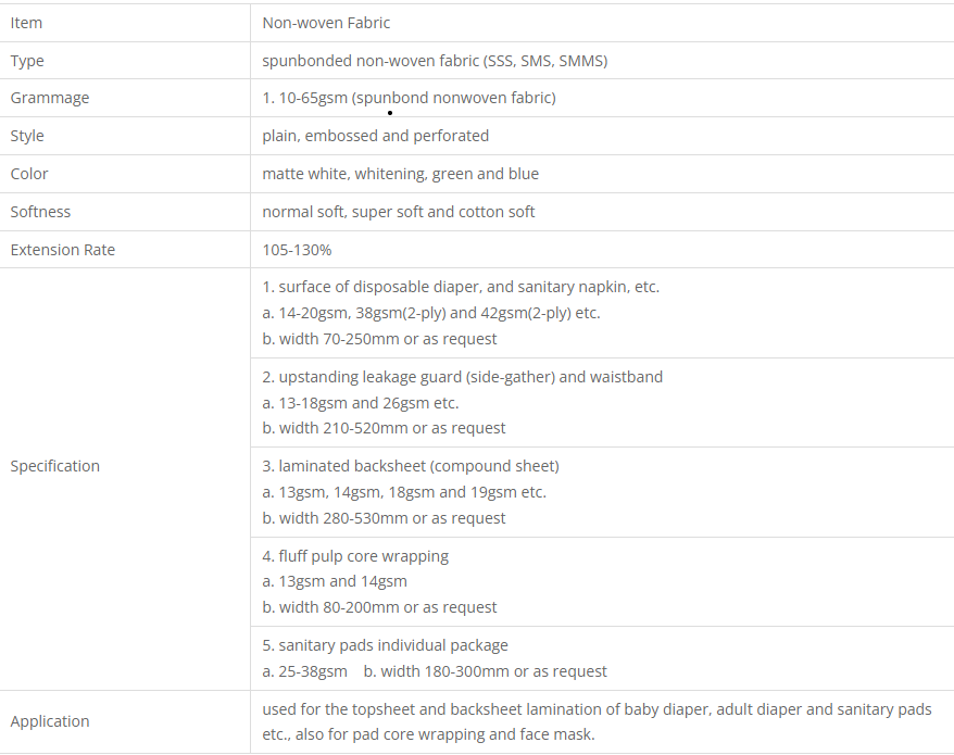 纺粘无纺布参数